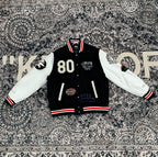 Schwarze Woll-Collegejacke mit Zahlenmotiv – Herren