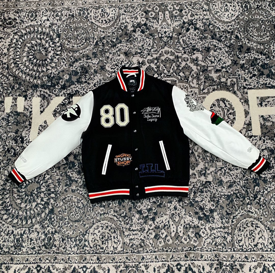 Black Wool Numeral Varsity - Men's
