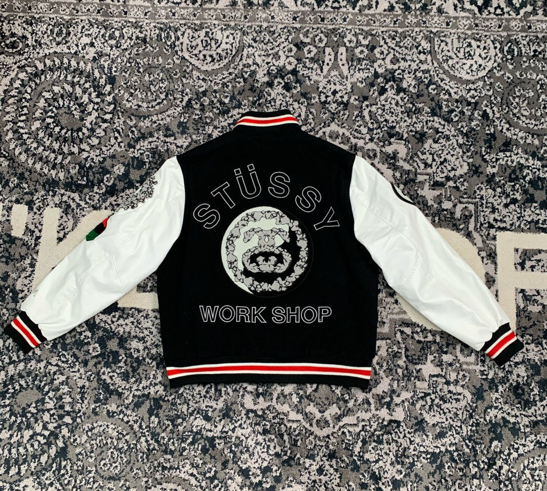 Black Wool Numeral Varsity - Men's