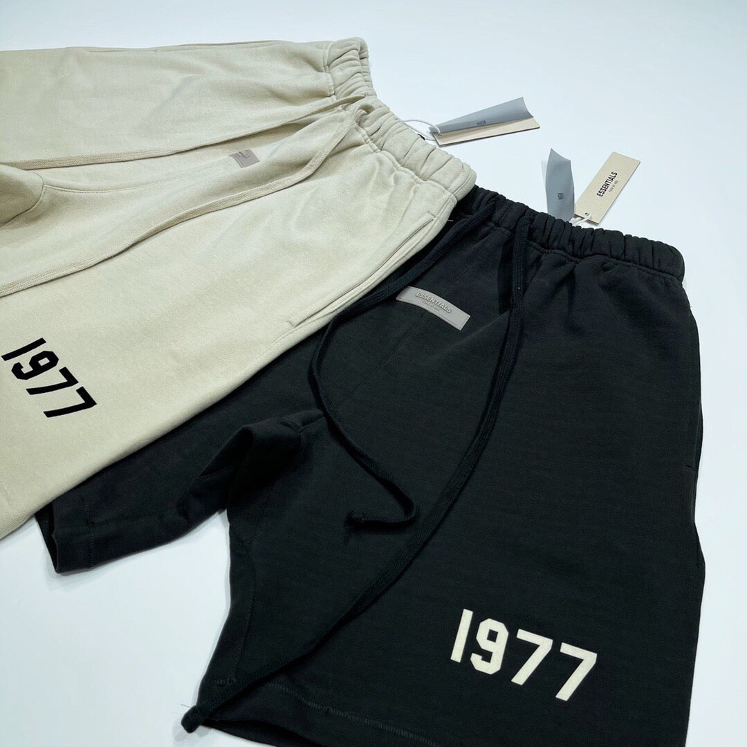 Black Cotton Numeral Print Shorts - Men's
