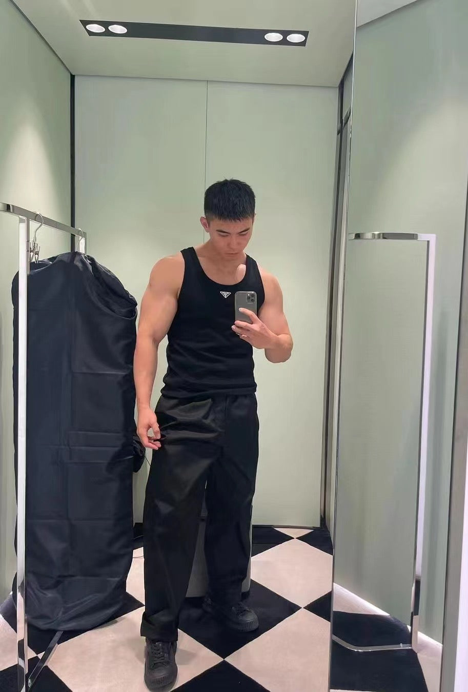 Schwarz-weißes Tanktop – Herren
