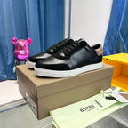 Schwarzer Leder-Sneaker mit Karo-Absatz – Herren