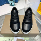 Schwarzer Leder-Sneaker mit Karo-Absatz – Herren