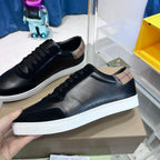 Schwarzer Leder-Sneaker mit Karo-Absatz – Herren