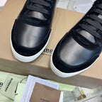 Schwarzer Leder-Sneaker mit Karo-Absatz – Herren