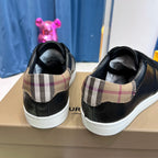 Schwarzer Leder-Sneaker mit Karo-Absatz – Herren