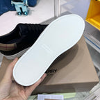 Schwarzer Leder-Sneaker mit Karo-Absatz – Herren