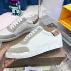 White Leather Two-Tone Low-Top - Men's