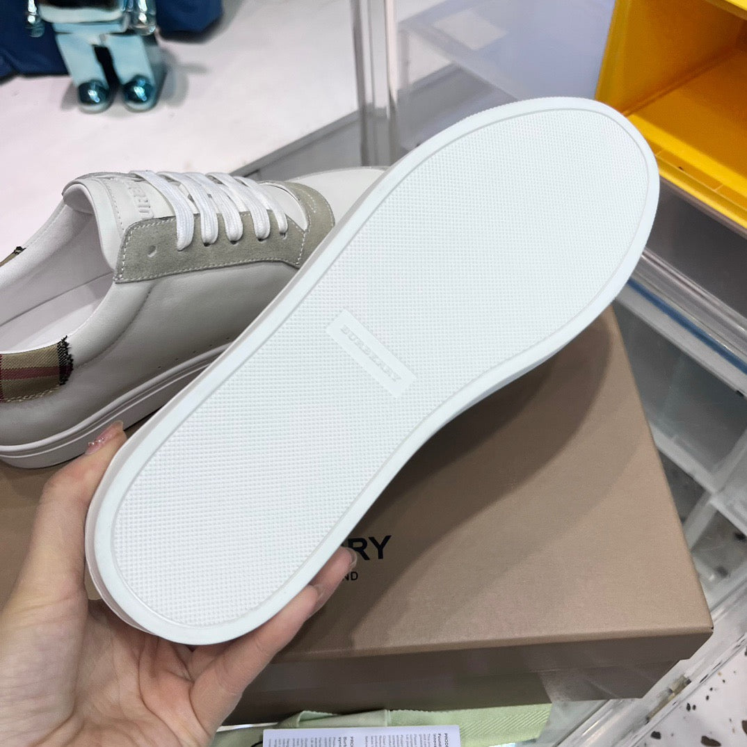 White Leather Two-Tone Low-Top - Men's
