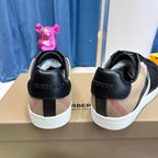 Schwarze Leder-Low-Top-Sneaker mit Kontrastsohle – Herren
