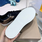 Schwarze Leder-Low-Top-Sneaker mit Kontrastsohle – Herren