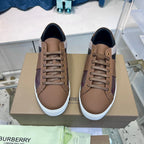 Camel Leather Check Panel Low-Top – Herren