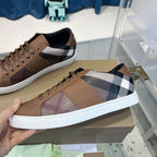 Camel Leather Check Panel Low-Top – Herren