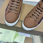 Camel Leather Check Panel Low-Top – Herren