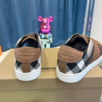 Camel Leather Check Panel Low-Top – Herren