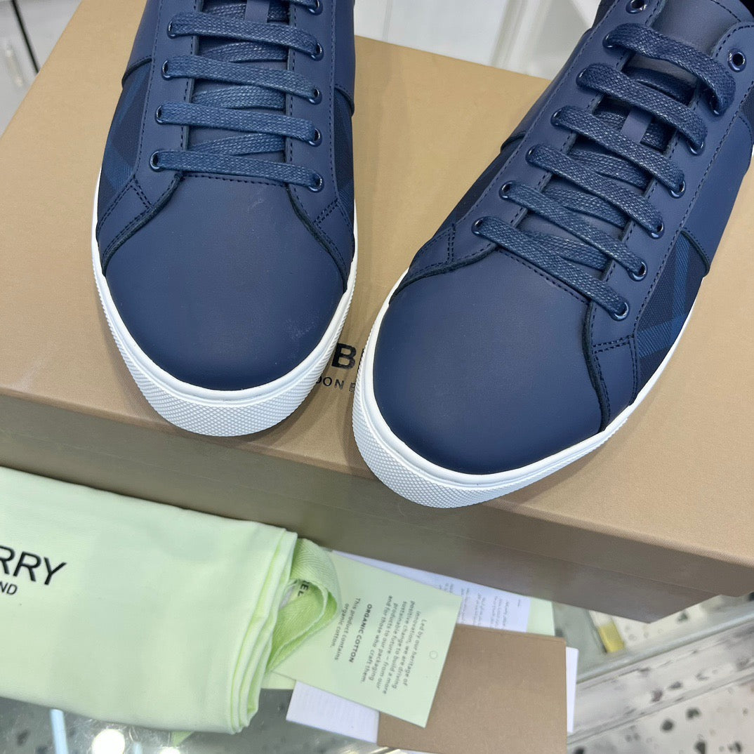 Herren Sneaker Niedrig Marineleder Kontrastsohle