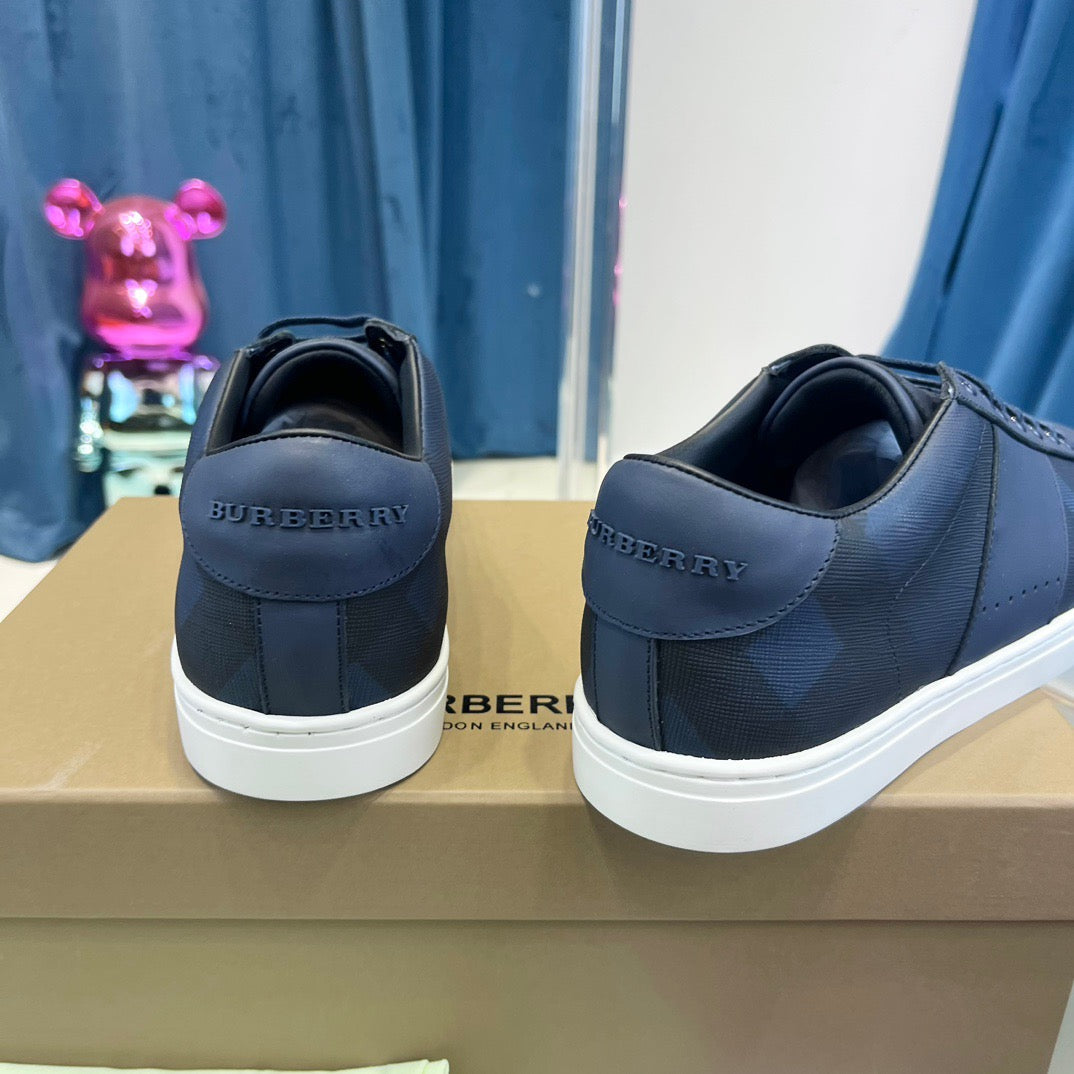 Herren Sneaker Niedrig Marineleder Kontrastsohle