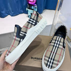 Beige Canvas Check Low-Top – Herren