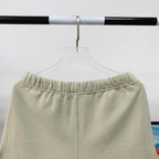 Cream Cotton Numeral Print Drawstring - Men's