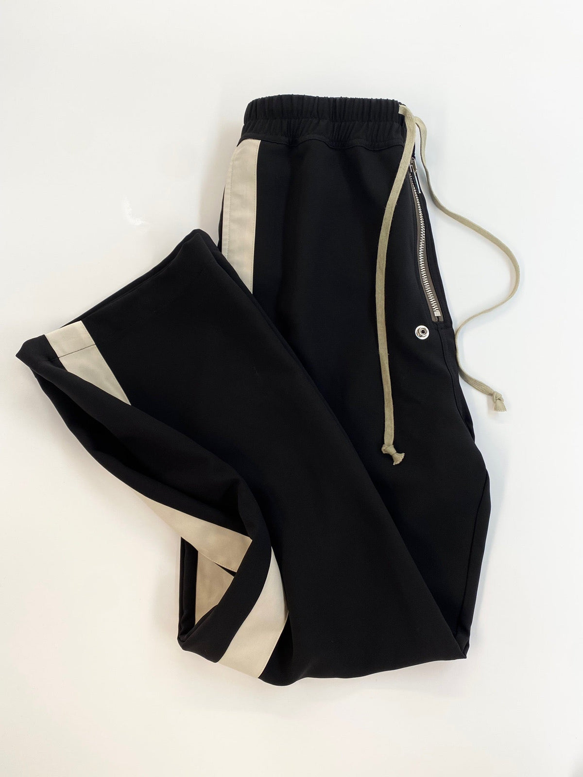 Black Cotton Side Stripe Straight - Men's