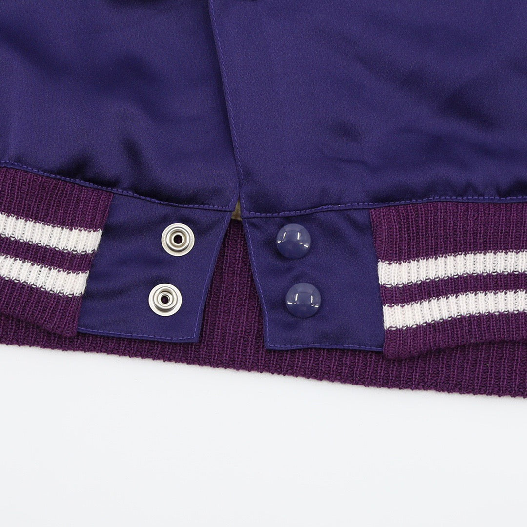 College-Jacke für Herren – Lila Wolle mit Ärmeln in Kontrastfarbe