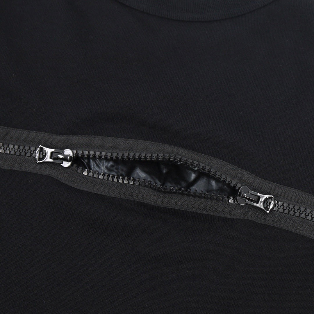Black Cotton Leather Sleeve Bomber - Men's