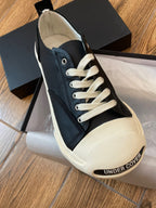 Schwarze Canvas-Low-Top-Sneaker mit Zehenkappe – Herren