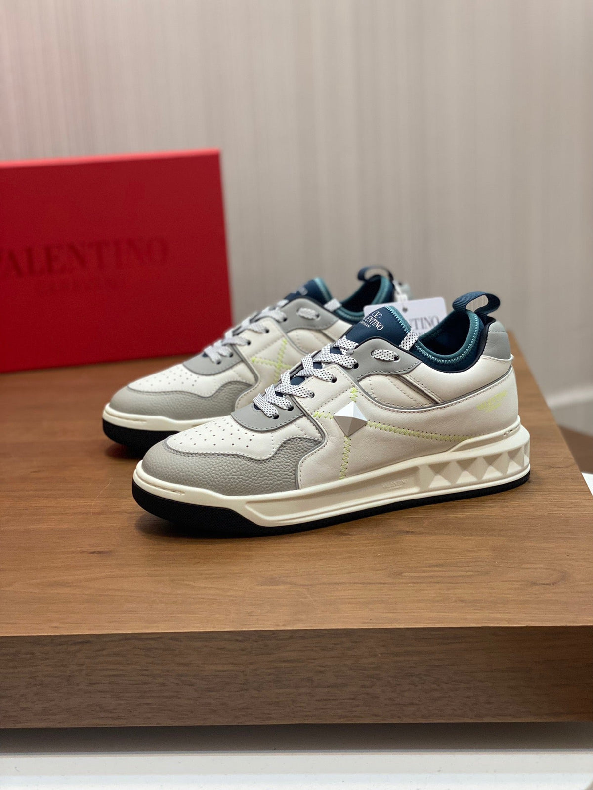 Cream Leather Colourblock Runner - Men's