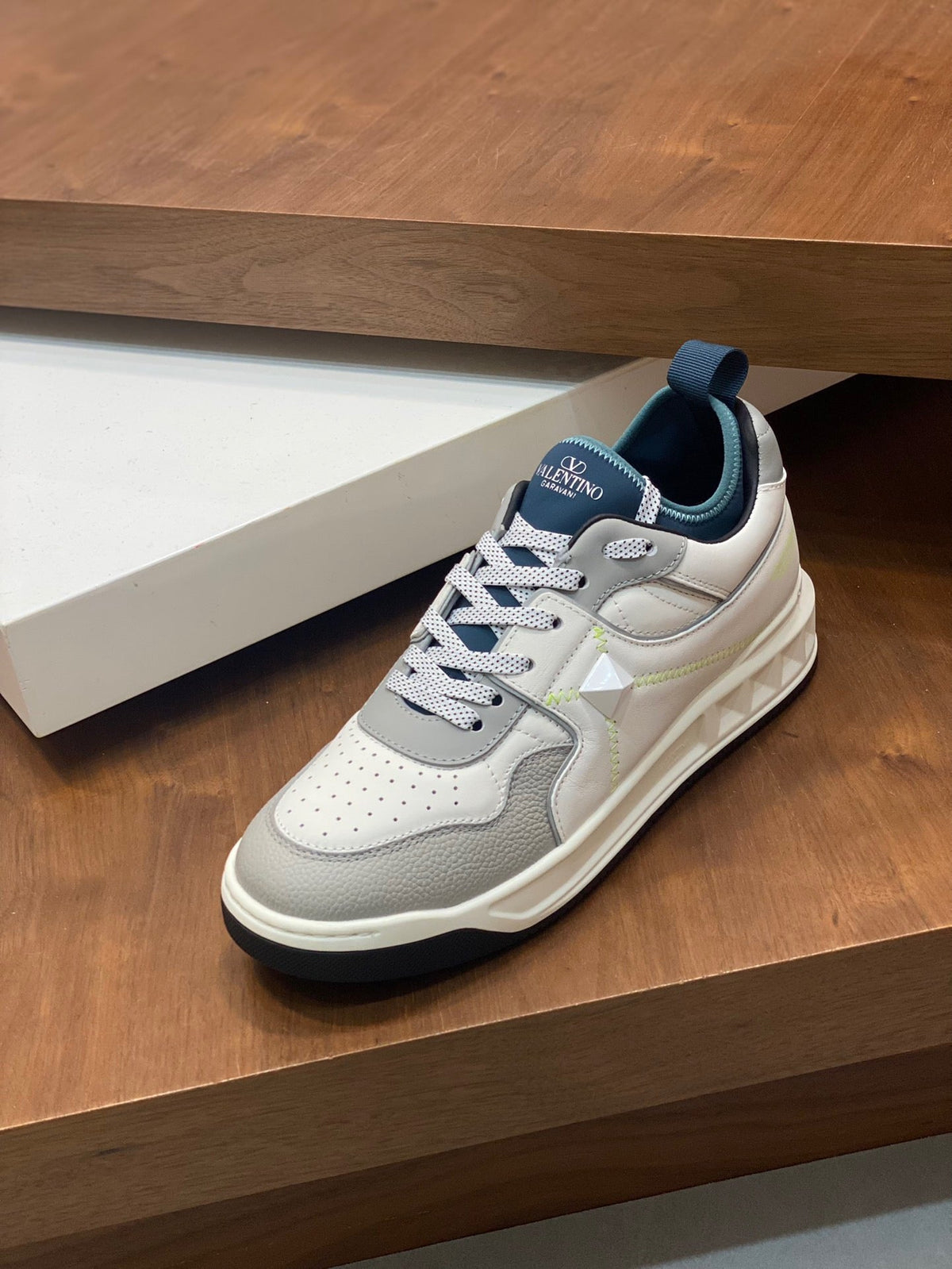 Cream Leather Colourblock Runner - Men's