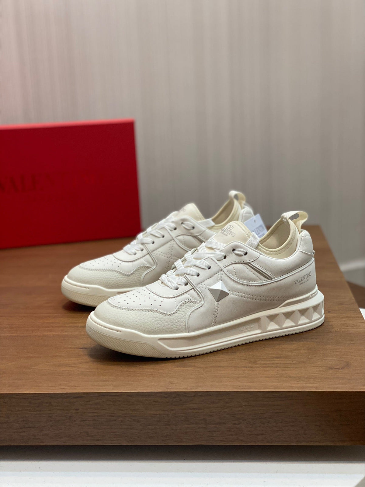 Cream Leather Colourblock Runner - Men's