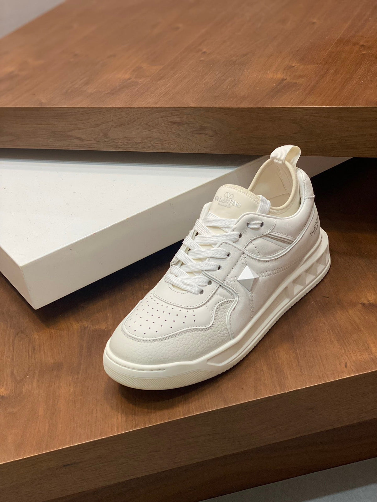 Cream Leather Colourblock Runner - Men's