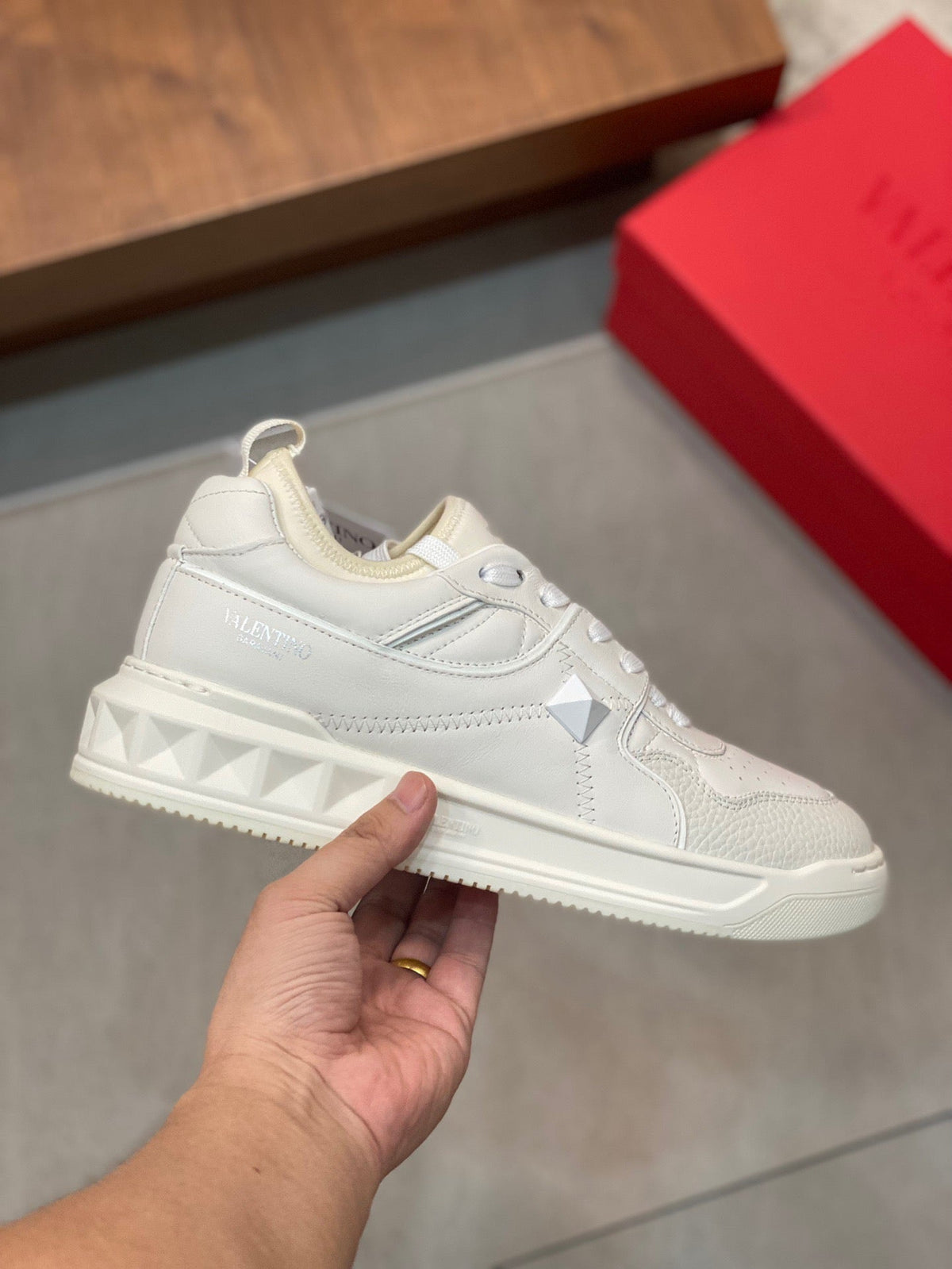 Cream Leather Colourblock Runner - Men's
