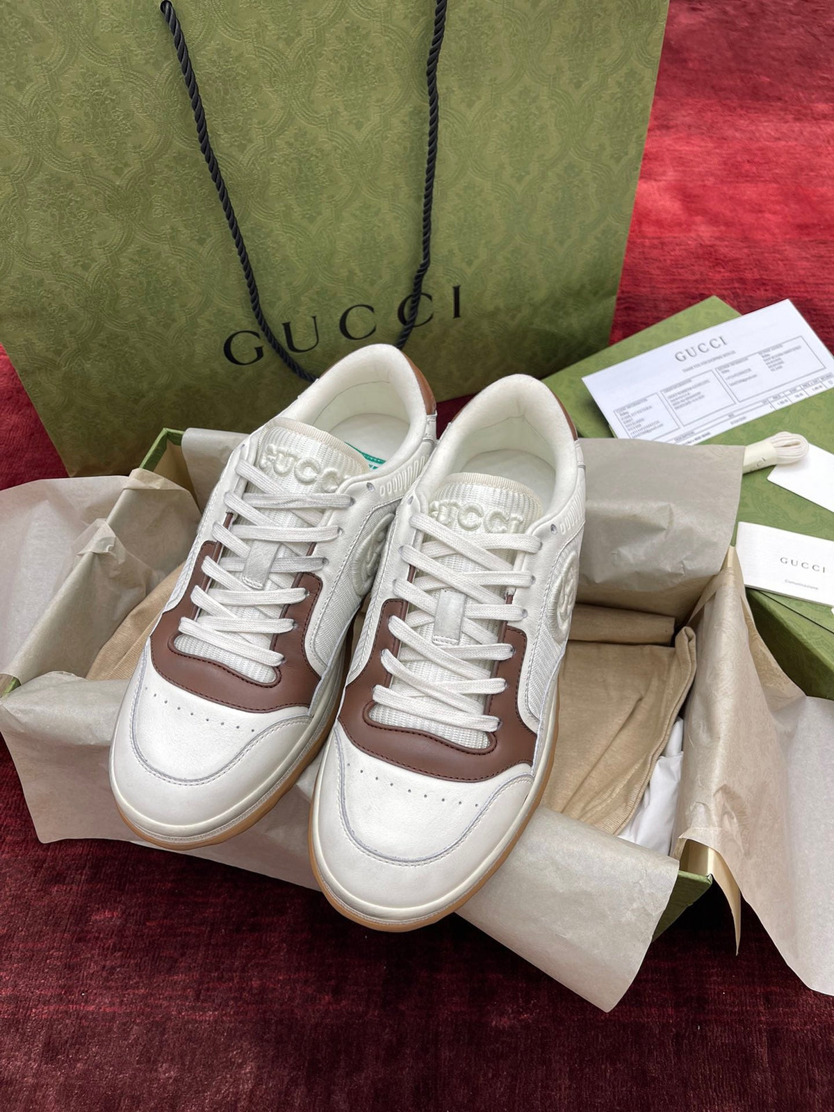 White Leather Logo Low-Top - Men's