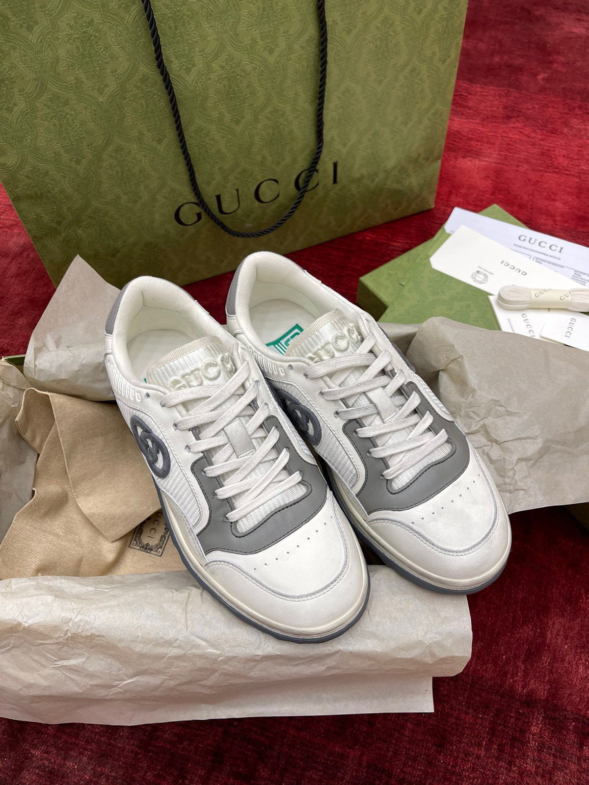 White Leather Logo Low-Top - Men's