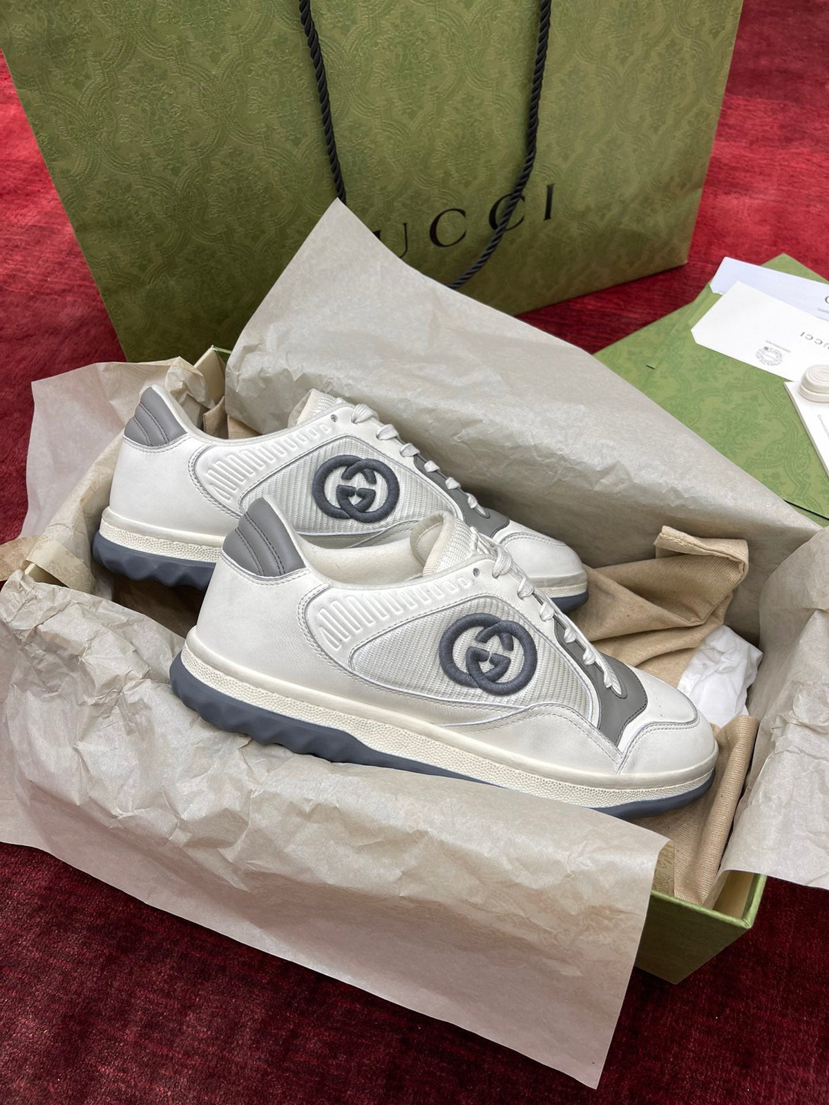 White Leather Logo Low-Top - Men's