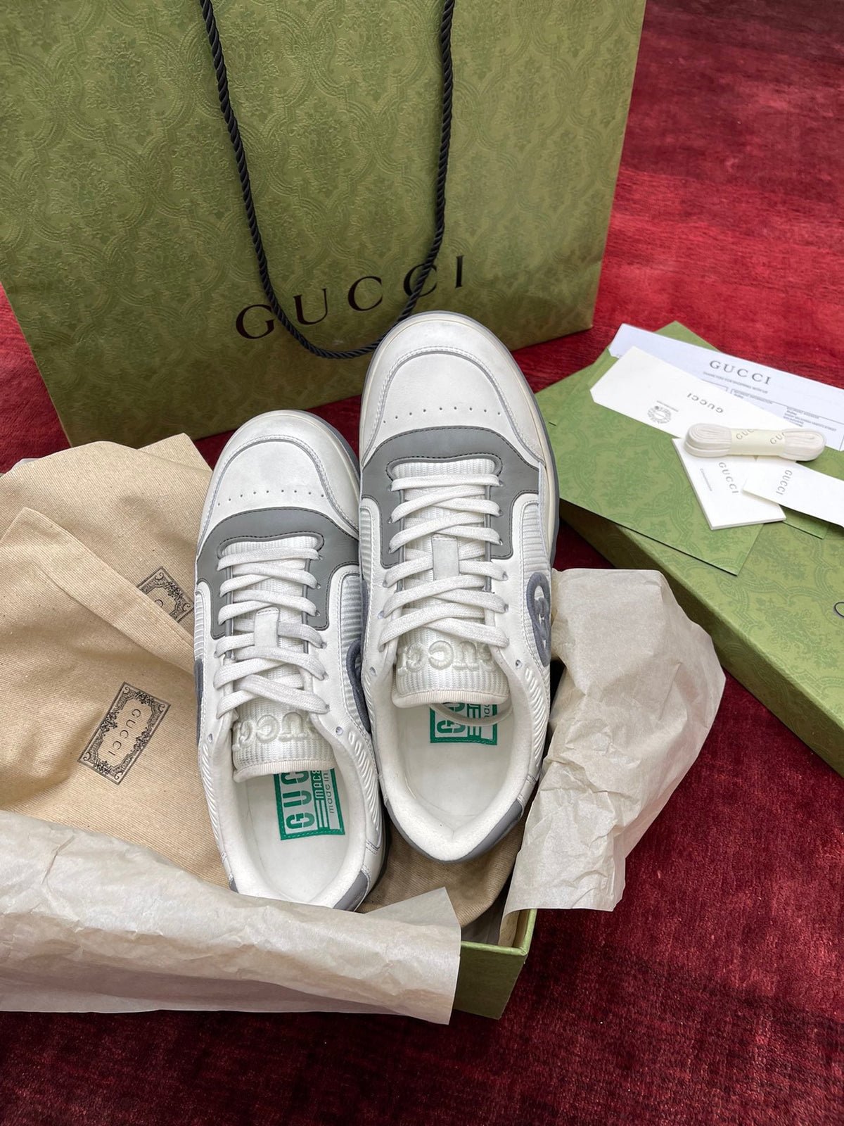 White Leather Logo Low-Top - Men's