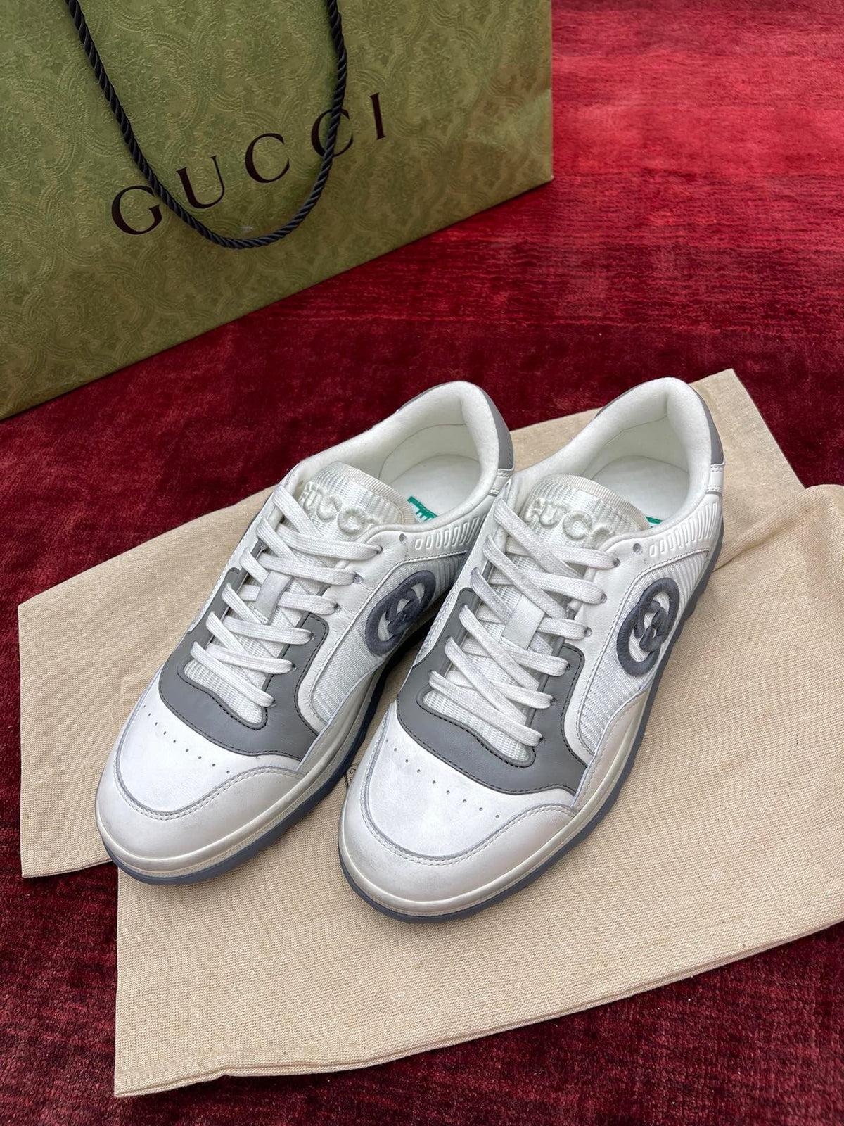 White Leather Logo Low-Top - Men's