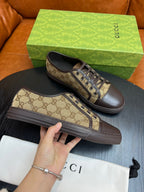 Beige Canvas Monogram Low-Top - Men's