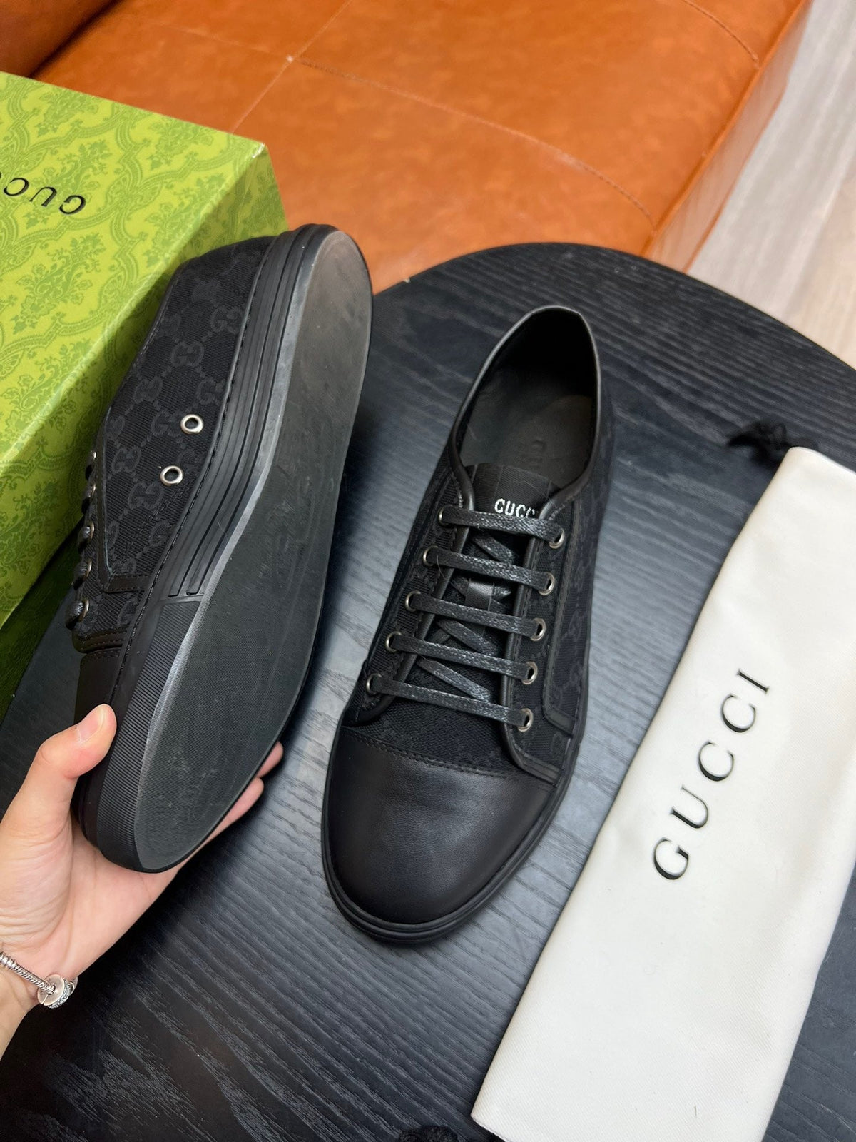 Beige Canvas Monogram Low-Top - Men's