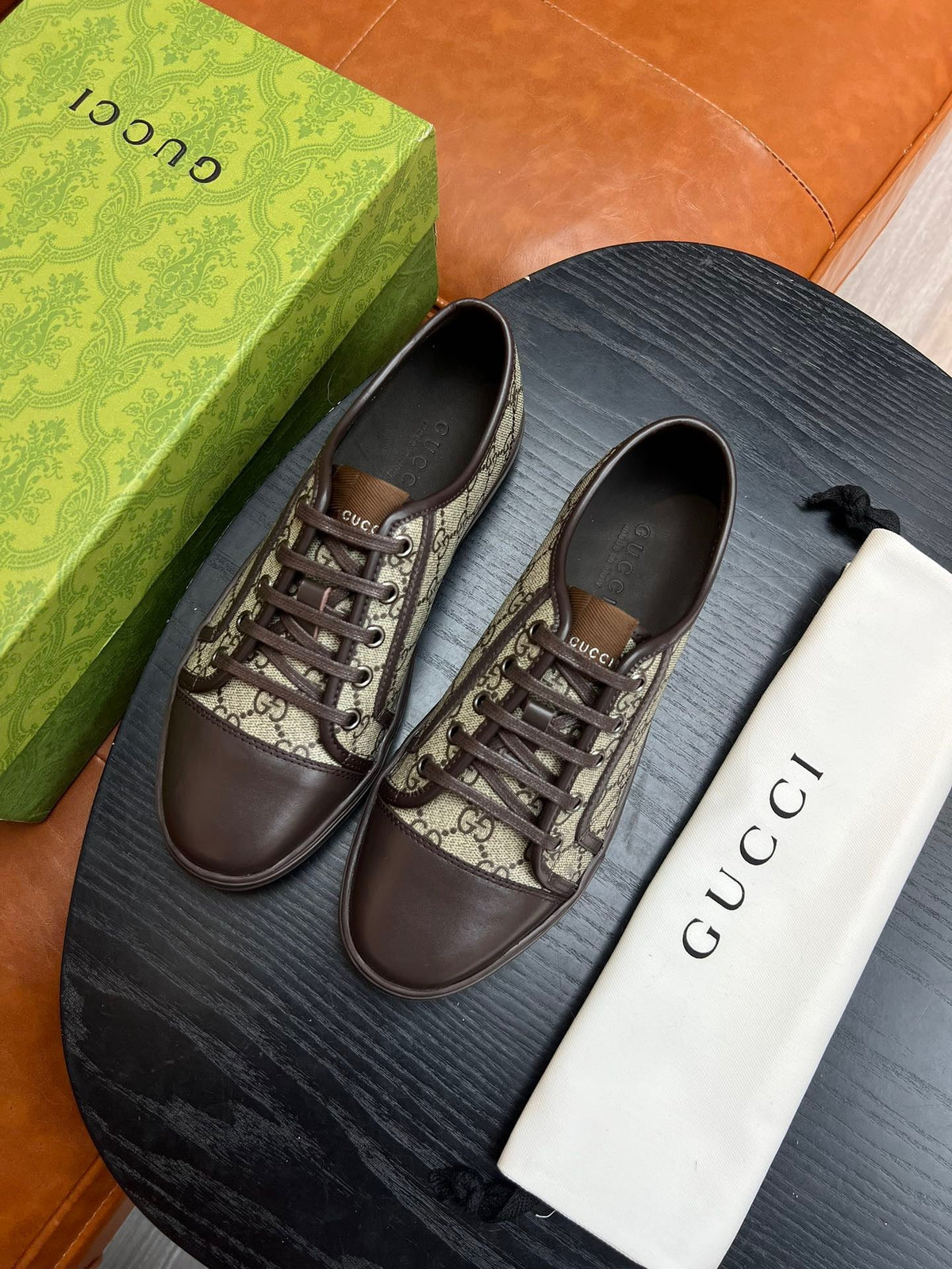 Beige Canvas Monogram Low-Top - Men's