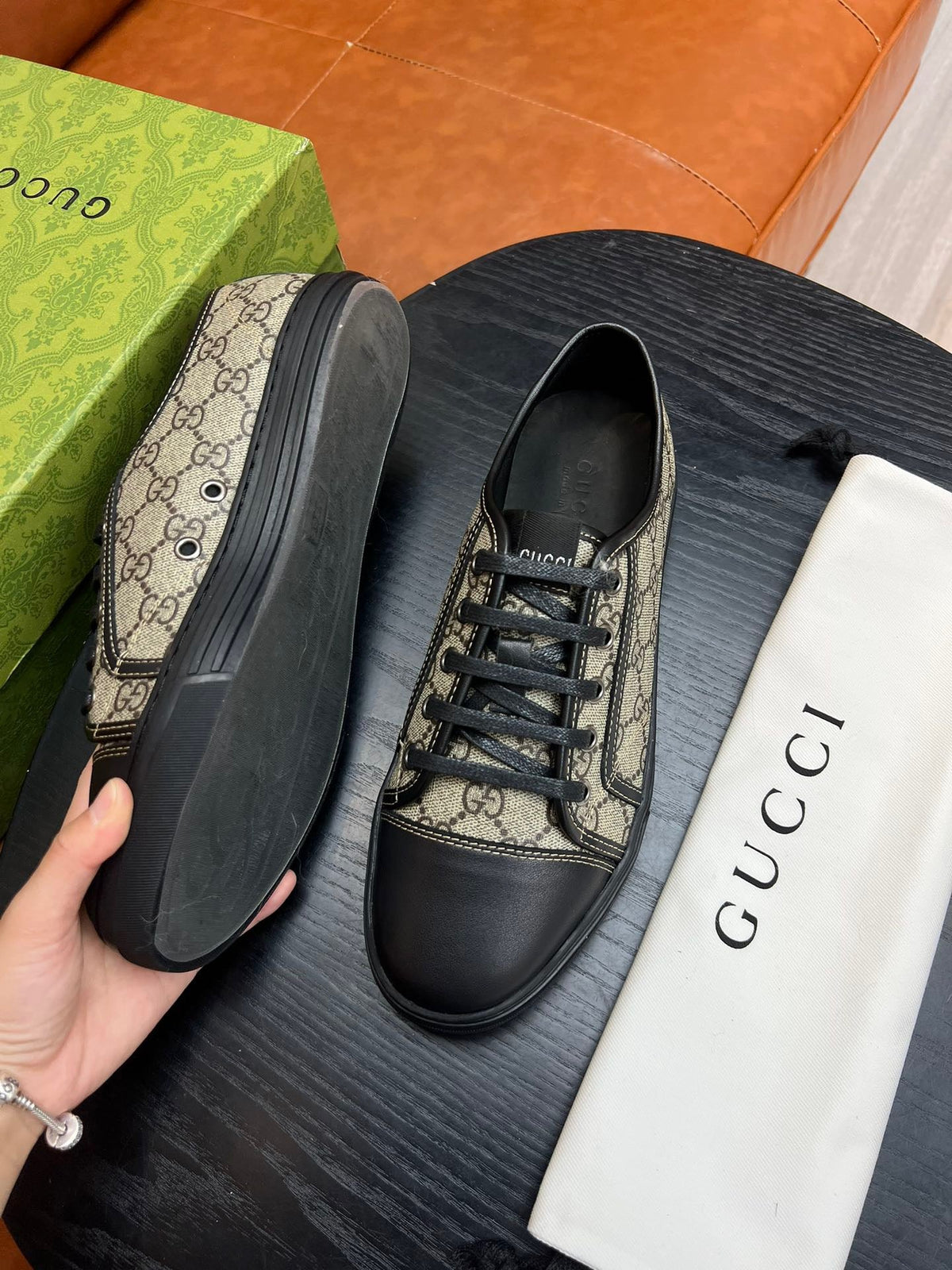 Beige Canvas Monogram Low-Top - Men's