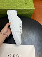 Brown Leather Plain Low-Top - Men's