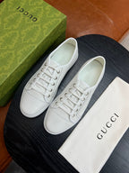 Brown Leather Plain Low-Top - Men's