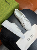 Brown Leather Plain Low-Top - Men's