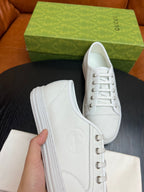Brown Leather Plain Low-Top - Men's