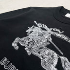 Schwarzes besticktes Rundhalsshirt aus Baumwolle – Herren
