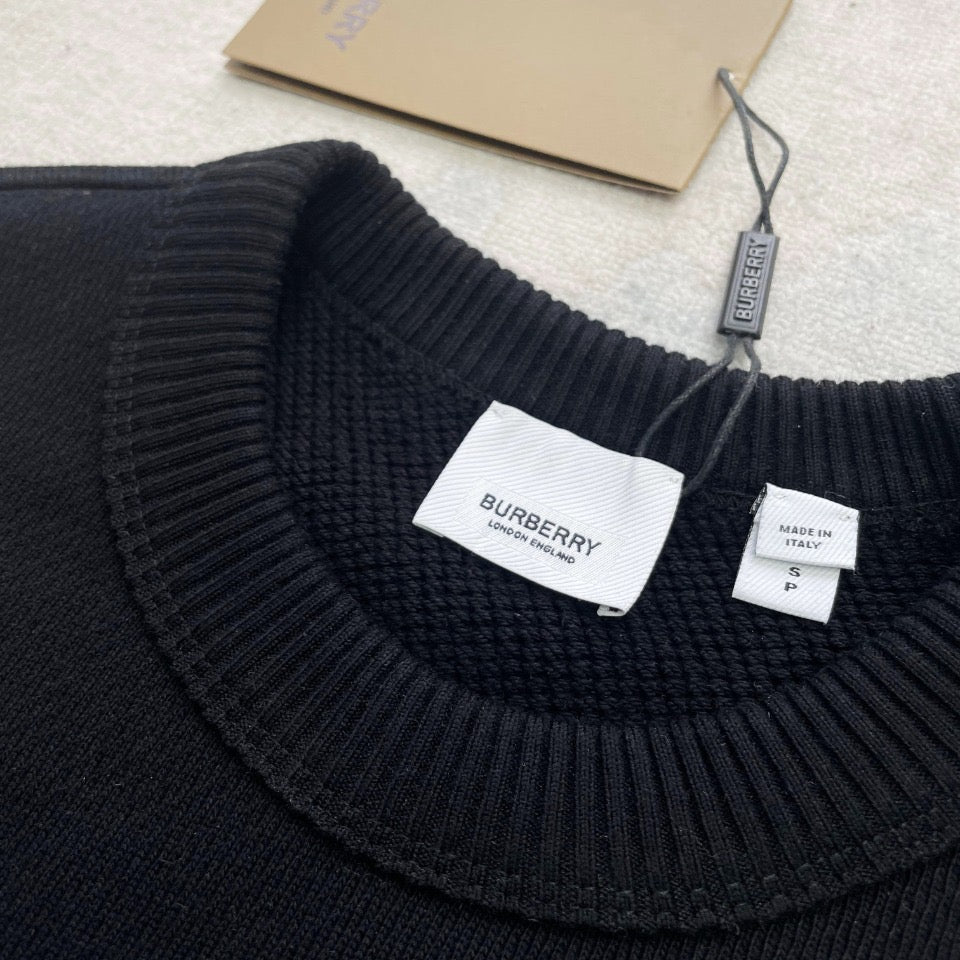 Schwarzes besticktes Rundhalsshirt aus Baumwolle – Herren