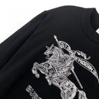 Schwarzes besticktes Rundhalsshirt aus Baumwolle – Herren