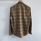 Beiges Baumwoll-Langarmshirt mit klassischem Karomuster – Herren