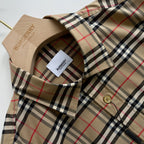 Beiges Baumwoll-Langarmshirt mit klassischem Karomuster – Herren